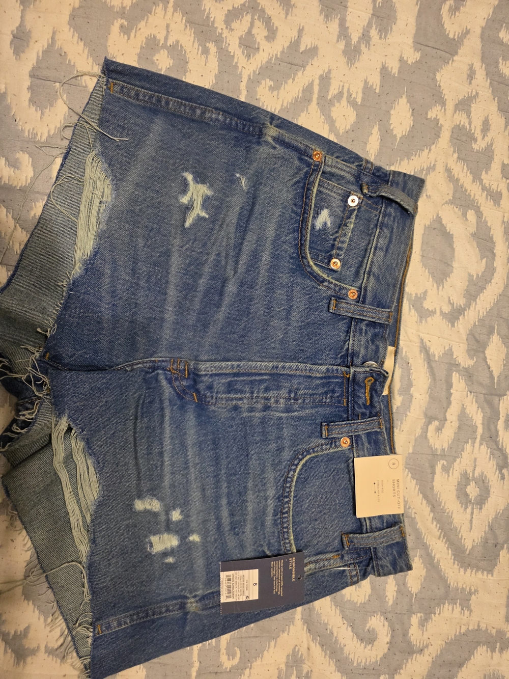 Universal Thread Distressed High-Waist Denim Shorts - Blue
